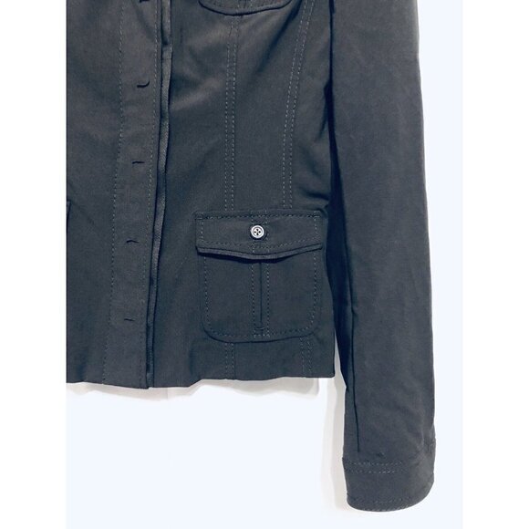 Elie Tahari Womens Size 8 Brown Utility Jacket Stretch Pockets Wool Career - Picture 4 of 7